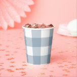 Vasos De Papel Cuadros Gris Azul de Búfalo Patrón de Cuadros Esco<br><div class="desc">Personalice con texto si lo desea.</div>