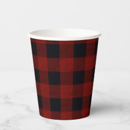 Vasos De Papel Cuadros Rojos