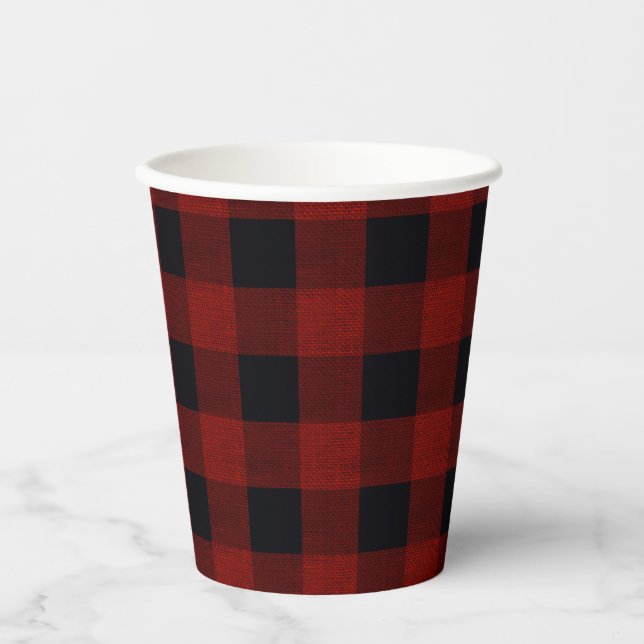 Vasos De Papel Cuadros Rojos (Anverso)