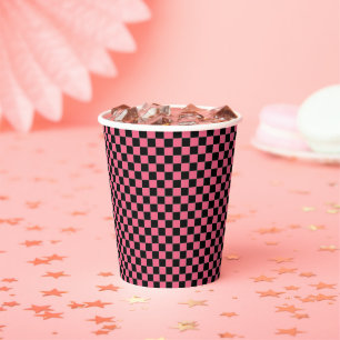 Vasos De Papel Cuadros rosas y negros