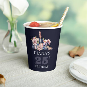 Vasos De Papel Cualquier año de cumpleaños de lujo personalizado