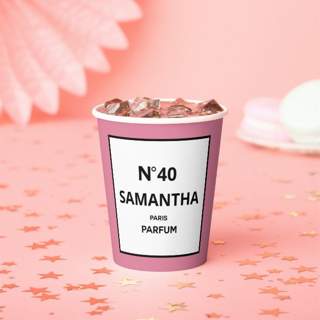 Vasos De Papel CUALQUIER año Diseñador Perfume Botella Cumpleaños (in situ)