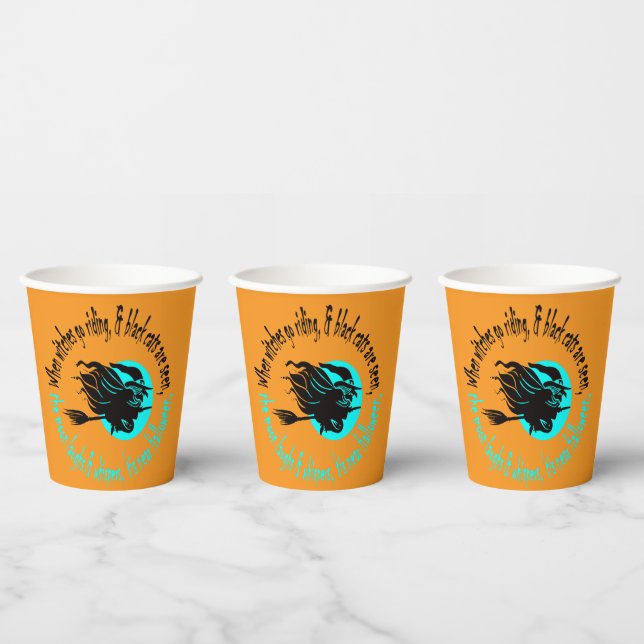 Vasos De Papel Cuando las brujas van montadas cerca de Halloween  (Multi)