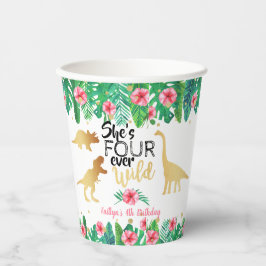 Vasos De Papel Cuatro Chicas de dinosaurios salvajes de la histor