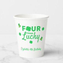 Vasos De Papel Cuatro veces afortunado cuarto cumpleaños