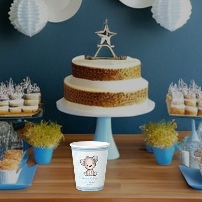 Vasos De Papel Cubierta azul del niño del oso marrón (Subido por el creador)