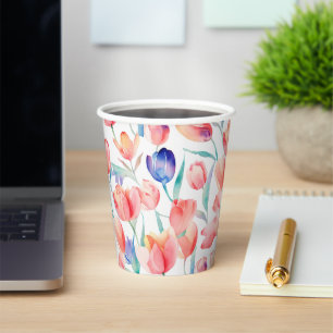 Vasos De Papel Cubierta de papel de patrón de tulipanos de color 