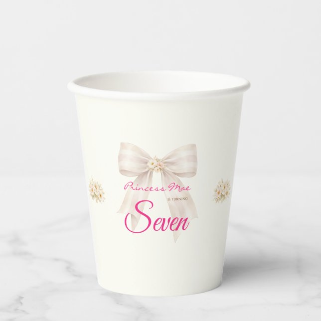 Vasos De Papel Cubo de papel de cumpleaños con lazo de princesa d (Anverso)