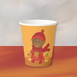 Vasos De Papel Cubo de papel de Otoño Adorable con Calabaza y Hal