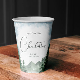 Vasos De Papel Cubos de Baby Shower de los bosques de acuarela