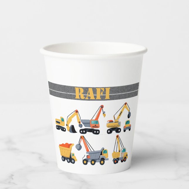 Vasos De Papel Cubos de cumpleaños de upsherin, fiesta de constru (Anverso)