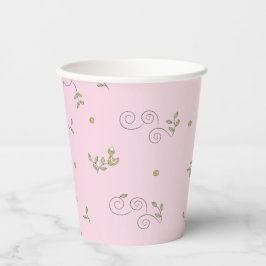 Vasos De Papel Cubos de papel "Aves de oro/PINK" de 8 oz.