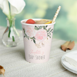Vasos De Papel Cubos de papel Baby Shower rosa floral