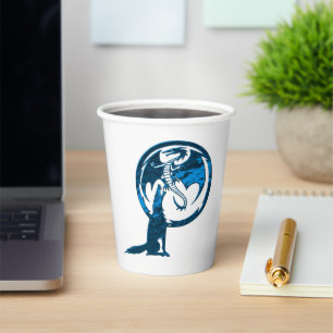 Vasos De Papel Cubos de papel blanco Wolf y Dragon Blue