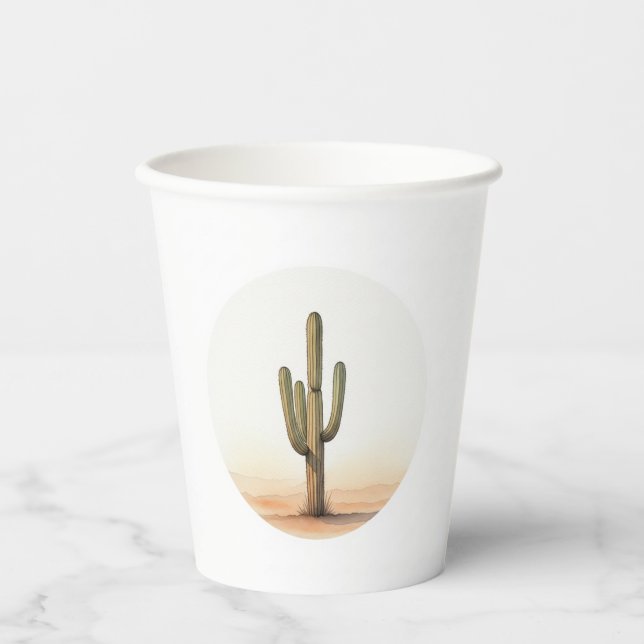 Vasos De Papel Cubos de papel cactus acuarela (Anverso)