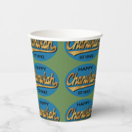 Vasos De Papel Cubos de papel "Chanukah Retro" 8 oz.