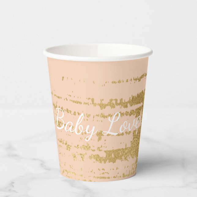 Vasos De Papel Cubos de papel "Classic Light Gold/Pink" de 8 oz. (Izquierda)