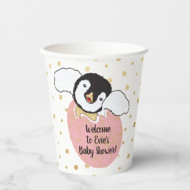Vasos De Papel Cubos de papel de Baby Shower "Pingüino dorado/ros