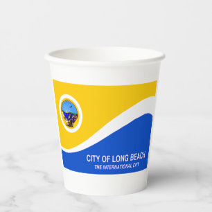 Vasos De Papel Cubos de papel de bandera de la ciudad de Long Bea