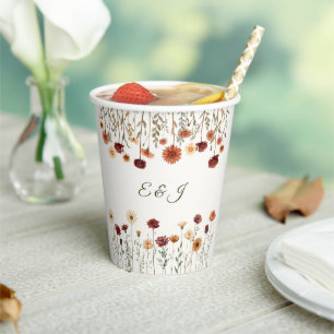 Vasos De Papel Cubos de papel de Boda floral de otoño rústico per
