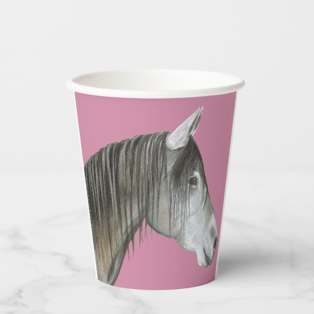 Vasos De Papel Cubos de papel de caballo gris (Anverso)