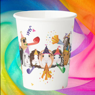 Vasos De Papel Cubos de papel de cumpleaños de cerdo de Guinea