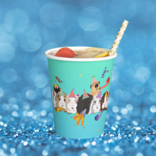 Vasos De Papel Cubos de papel de cumpleaños de cerdo de Guinea