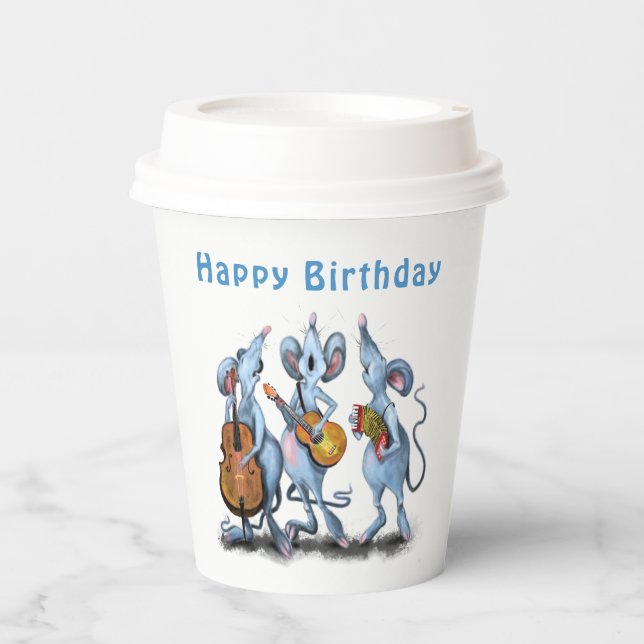 Vasos De Papel Cubos de papel de cumpleaños divertida banda de mú (Anverso)