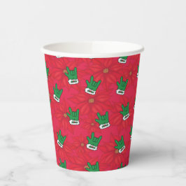 Vasos De Papel Cubos de papel de guante Santa ILY, ASL ILY, Navid