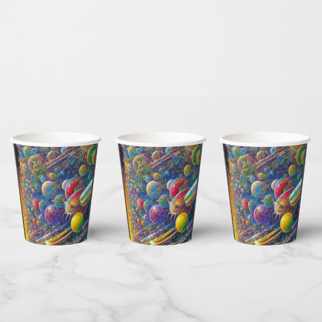 Vasos De Papel Cubos de papel de la carrera espacial (Multi)