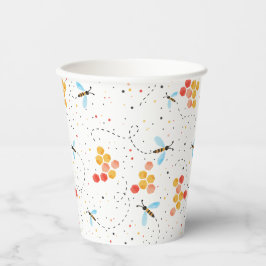 Vasos De Papel Cubos de papel de patrón de abejas
