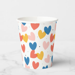 Vasos De Papel Cubos de papel de patrón de corazón corto
