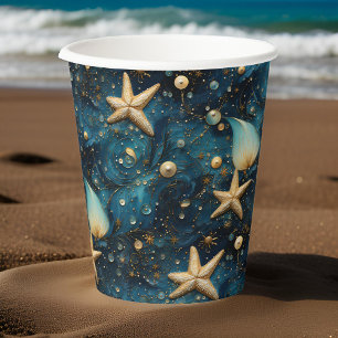 Vasos De Papel Cubos de papel de patrón de pez estrella oceánico