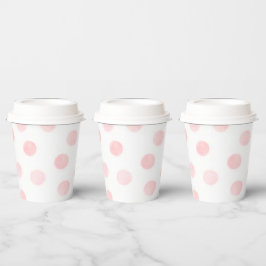 Vasos De Papel Cubos de papel de polkadot rosa y blanco con tapa