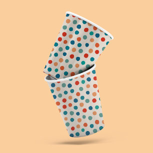 Vasos De Papel Cubos de papel de puntos de polka retro