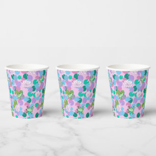 Vasos De Papel Cubos de papel de rana con fondo rosa