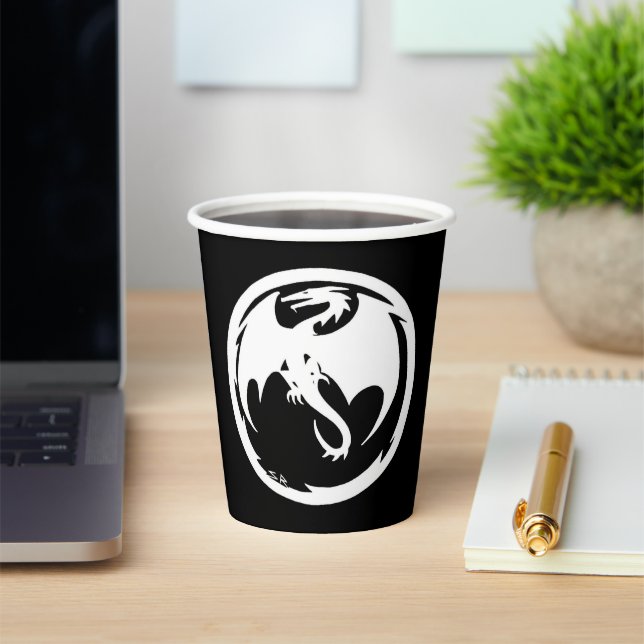 Vasos De Papel Cubos de papel negro del Dragón Blanco (in situ)