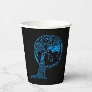 Vasos De Papel Cubos de papel negro Wolf y Dragon Blue