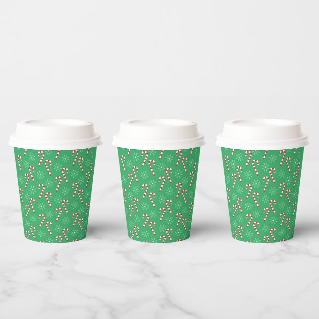 Vasos De Papel Cubos de papel verde con latas de caramelo y copos (Multi)