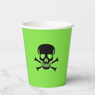 Vasos De Papel Cubos de papel verde para el cráneo negro