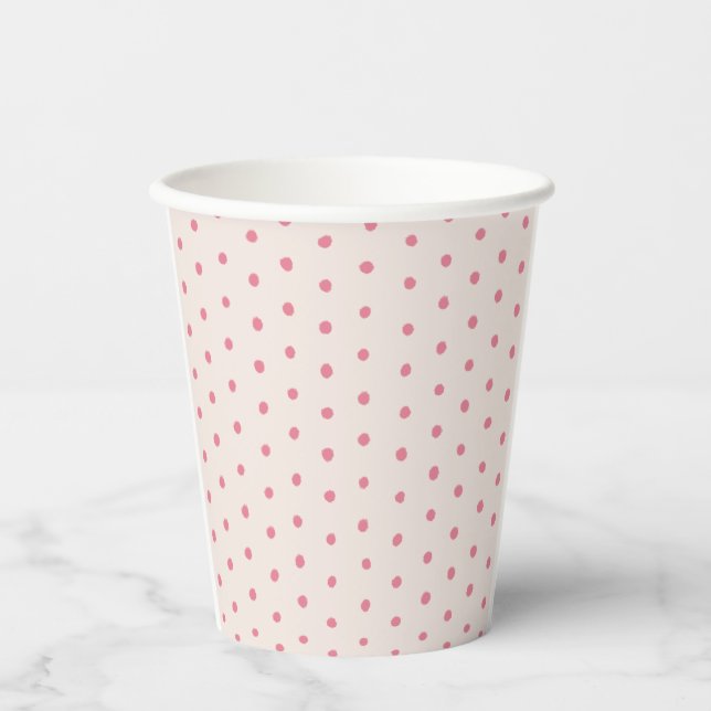 Vasos De Papel Cubos rosados de puntos de polka (Anverso)