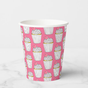 Vasos De Papel Cubre Pastelito Corazón Rosa Brillante Postre Amor