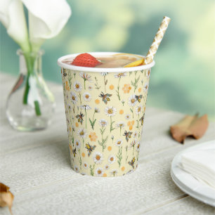 Vasos De Papel Cucharas de papel Baby Shower de Honey Bee Wildflo