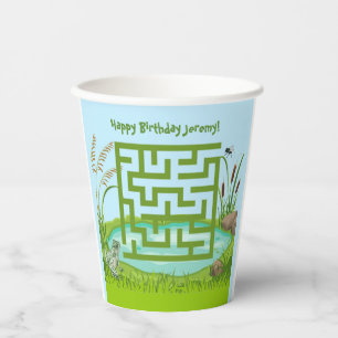Vasos De Papel Cucharas de papel de cumpleaños de Frog and Fly Ma