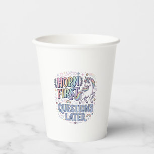 Vasos De Papel Cuerno de Unicornio Preguntas Primero Adorable Sti
