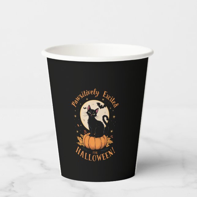 Vasos De Papel Cuidada Bat De Calabaza De Gato De Gato De Fantasm (Anverso)