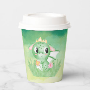 Vasos De Papel Cuidada Bebé Dragón acuarela Durísima Monstruo Plá