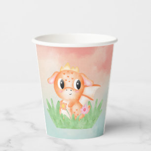 Vasos De Papel Cuidada Bebé Dragón acuarela Durísima Monstruo Plá