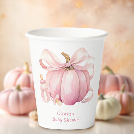 Vasos De Papel Cuidada calabaza rosada Baby Shower