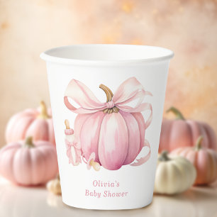 Vasos De Papel Cuidada calabaza rosada Baby Shower